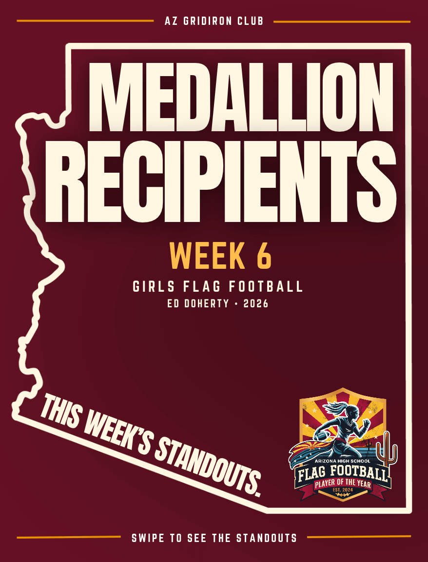 2026 Girls Flag Football Week 6 Medallion Recipients campaign artwork